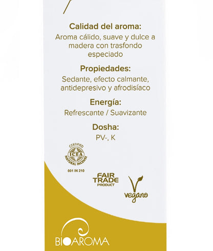 Incienso ecológico BioAroma Sándalo. Fair Trade. 0% plástico