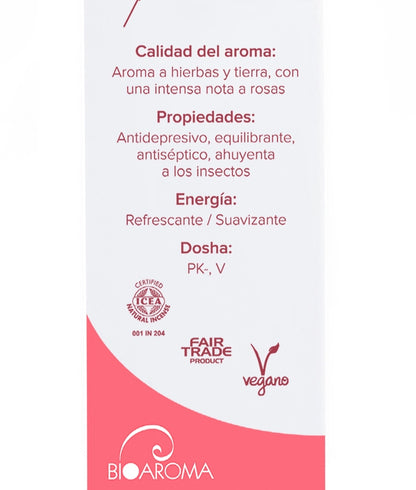 Incienso ecológico BioAroma Geranio. Fair Trade. 0% plástico