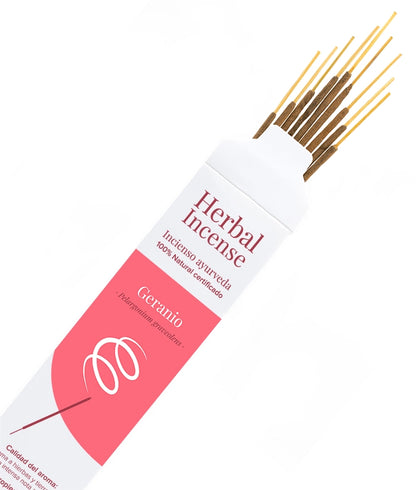 Incienso ecológico BioAroma Geranio. Fair Trade. 0% plástico