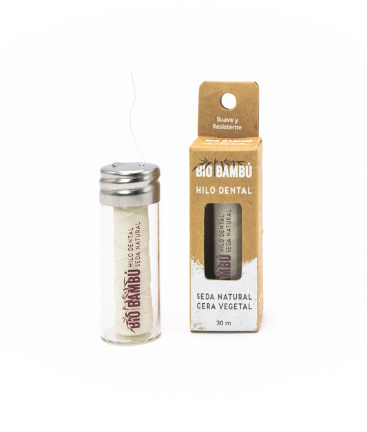 Hilo dental de seda natural con cera vegetal. 30 mt.