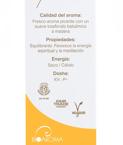 Incienso ecológico BioAroma Olíbano. Fair Trade. 0% plástico